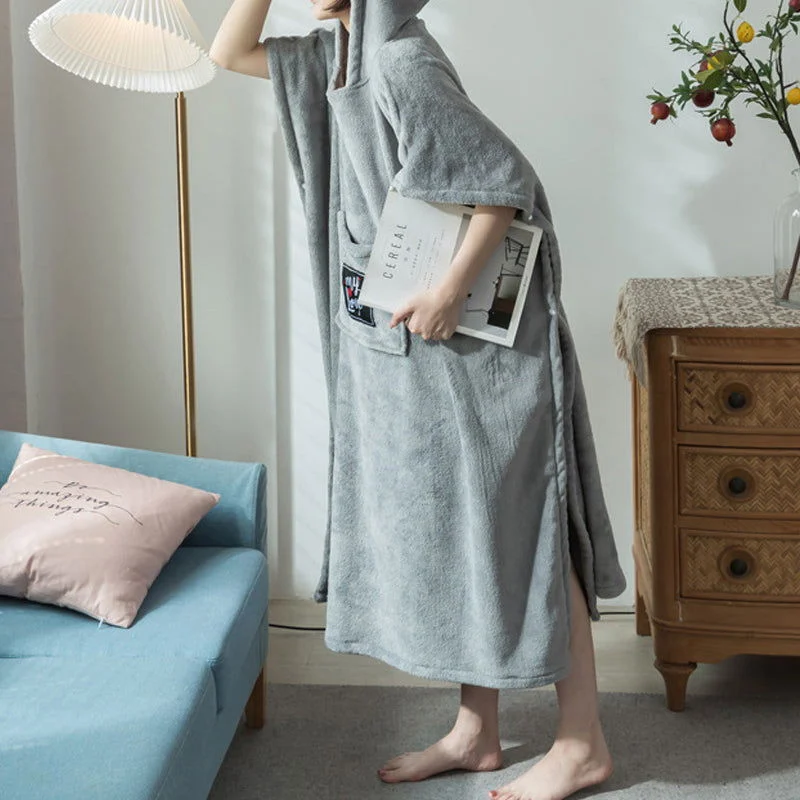 Girly_soft_cotton_fleece_pullover_bathrobe_-_-_tag1_-4237650 Girly soft cotton fleece pullover bathrobe - - #tag1#