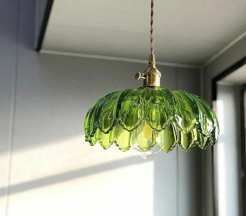 Glass-Lotus-Flower-Pendant-Light-0 Retro Vintage Industrial Glass Lotus Flower Pendant Light - ISTANBULLU LTD