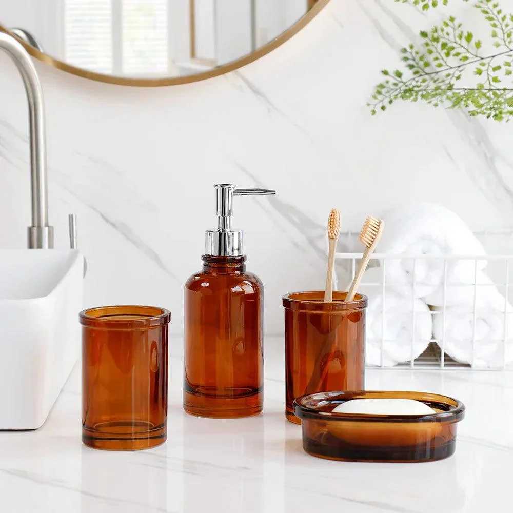 Glass Apothecary 4-Piece Bathroom Set -