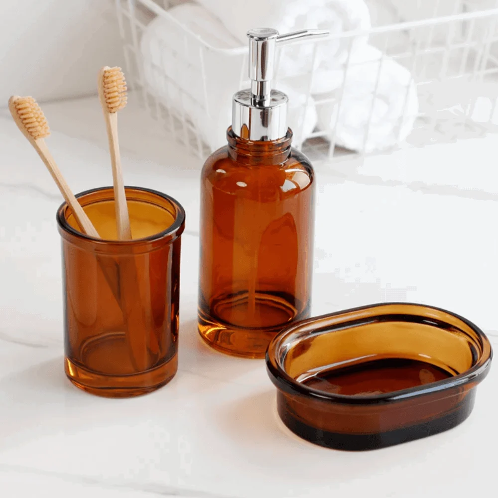 Glass Apothecary 4-Piece Bathroom Set -