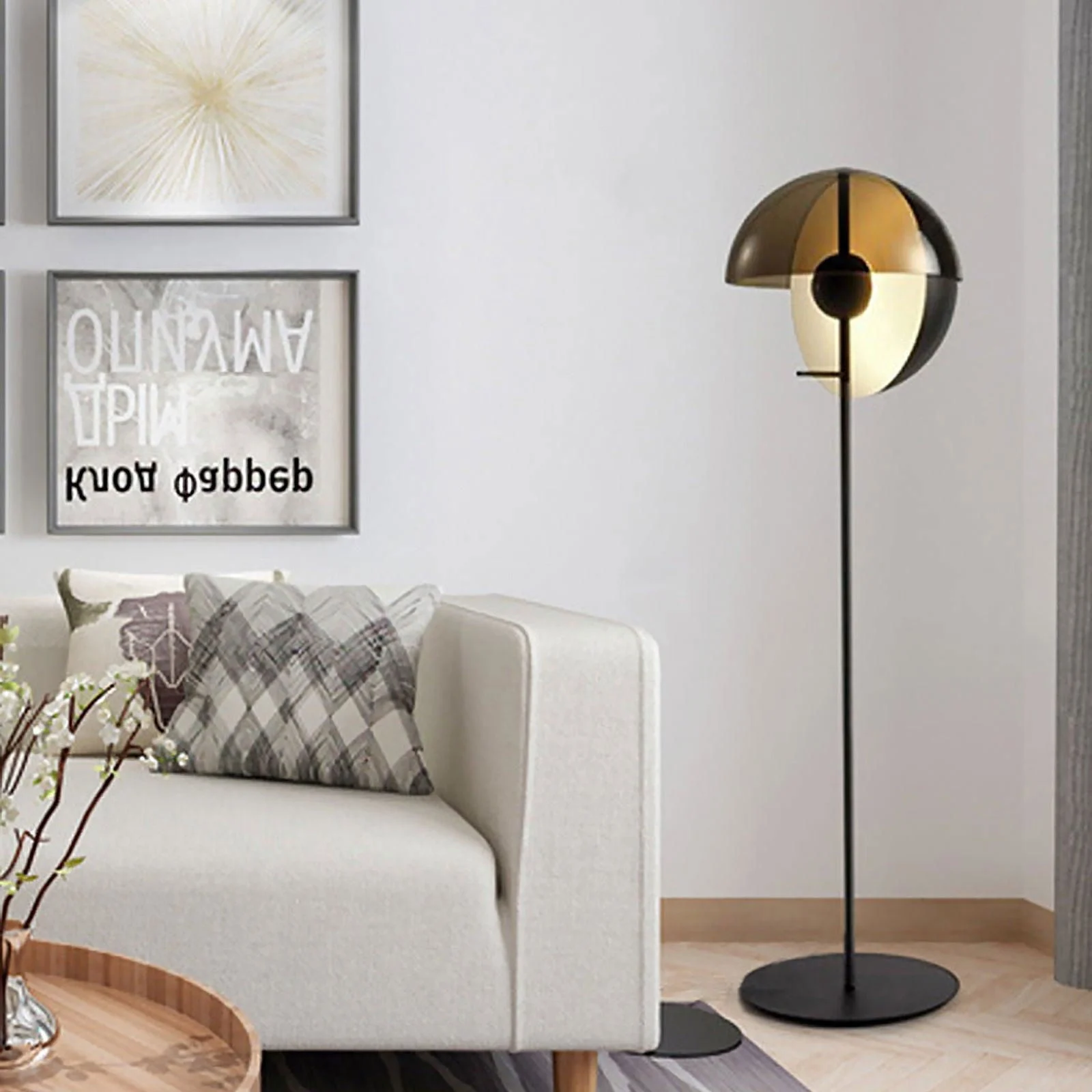 Glass Half Dome Floor Lamp -