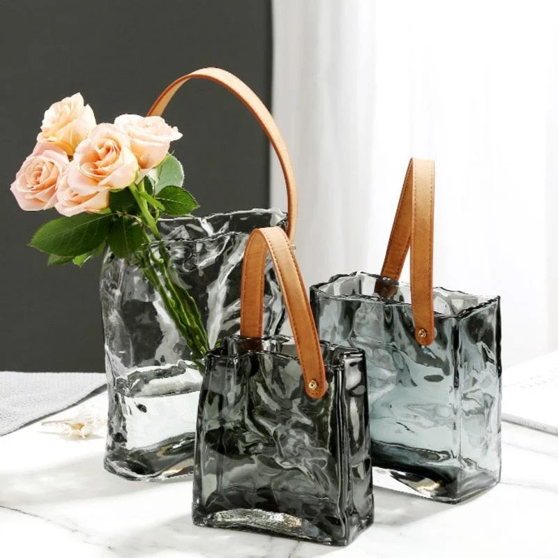 Glass_Hand_Bag_Vase_-_-4195223 Glass Hand Bag Vase -