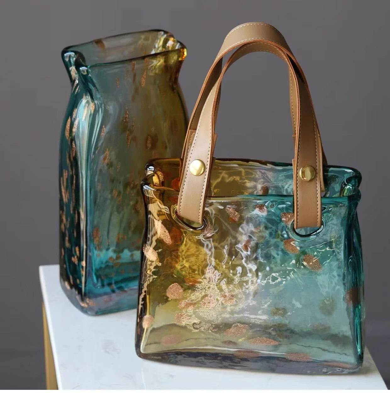 Glass_Hand_Bag_Vase_-_-4195235 Glass Hand Bag Vase -