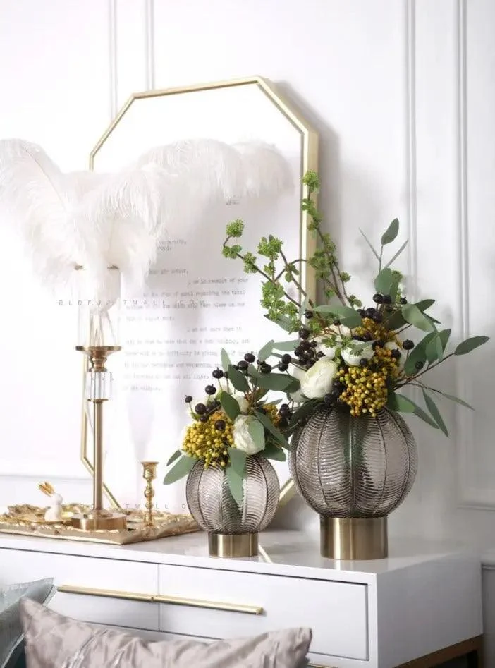 Glass_Vase_with_Metal_Base_-_-4195666 Glass Vase with Metal Base -