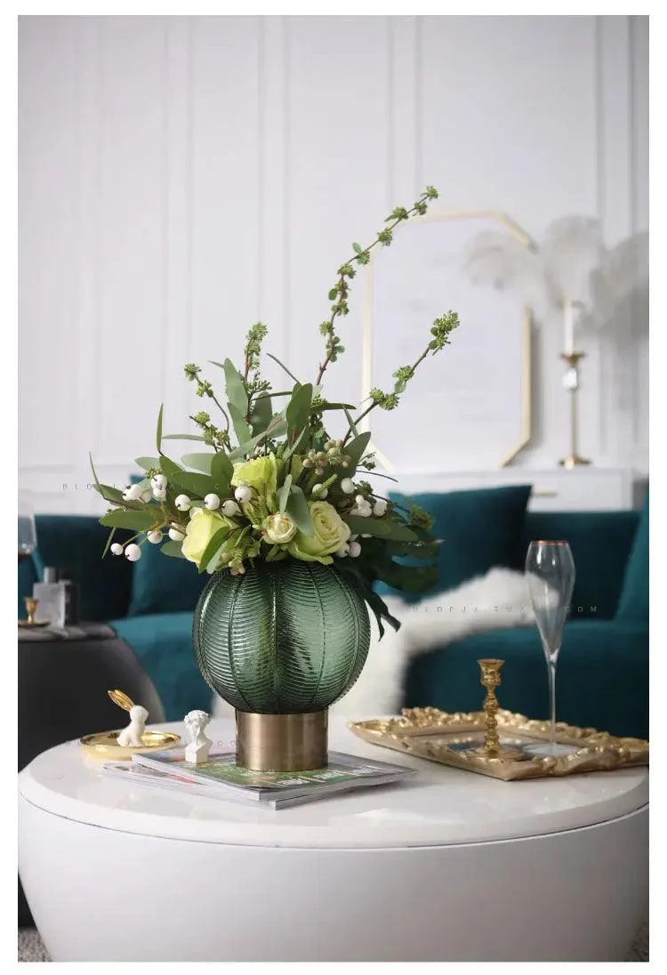 Glass_Vase_with_Metal_Base_-_-4195674 Glass Vase with Metal Base -