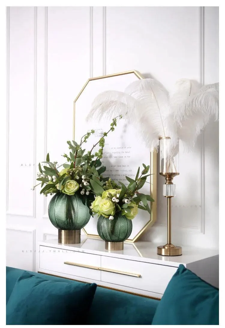 Glass_Vase_with_Metal_Base_-_-4195679 Glass Vase with Metal Base -