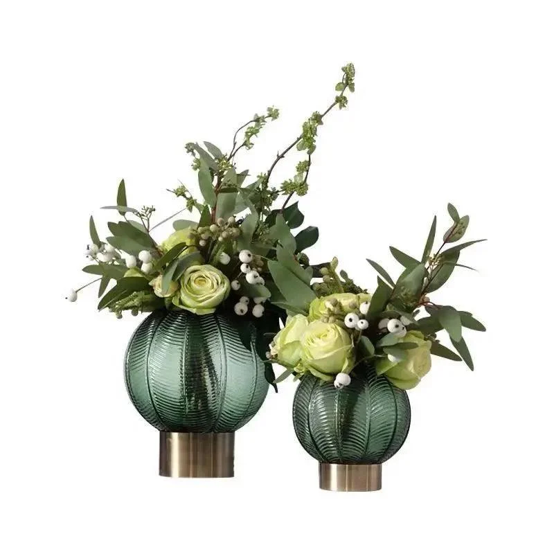Glass_Vase_with_Metal_Base_-_-4195693 Glass Vase with Metal Base -