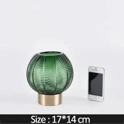 Glass_Vase_with_Metal_Base_-_-4195703 Glass Vase with Metal Base -