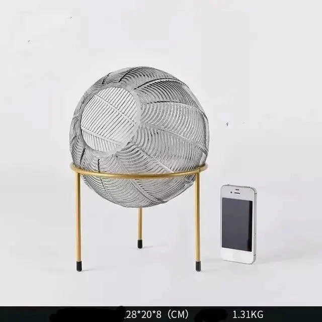 Glass_Vase_with_Metal_Base_-_-4195714 Glass Vase with Metal Base -