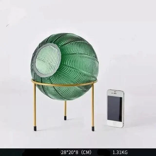 Glass_Vase_with_Metal_Base_-_-4195719 Glass Vase with Metal Base -
