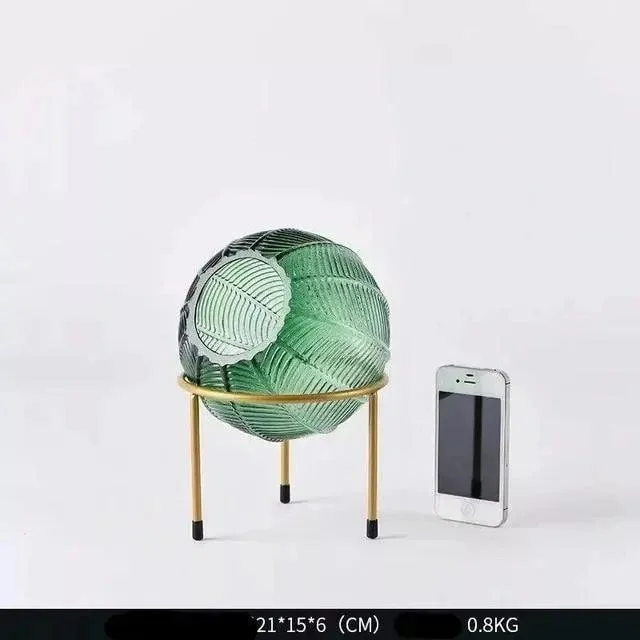 Glass_Vase_with_Metal_Base_-_-4195723 Glass Vase with Metal Base -