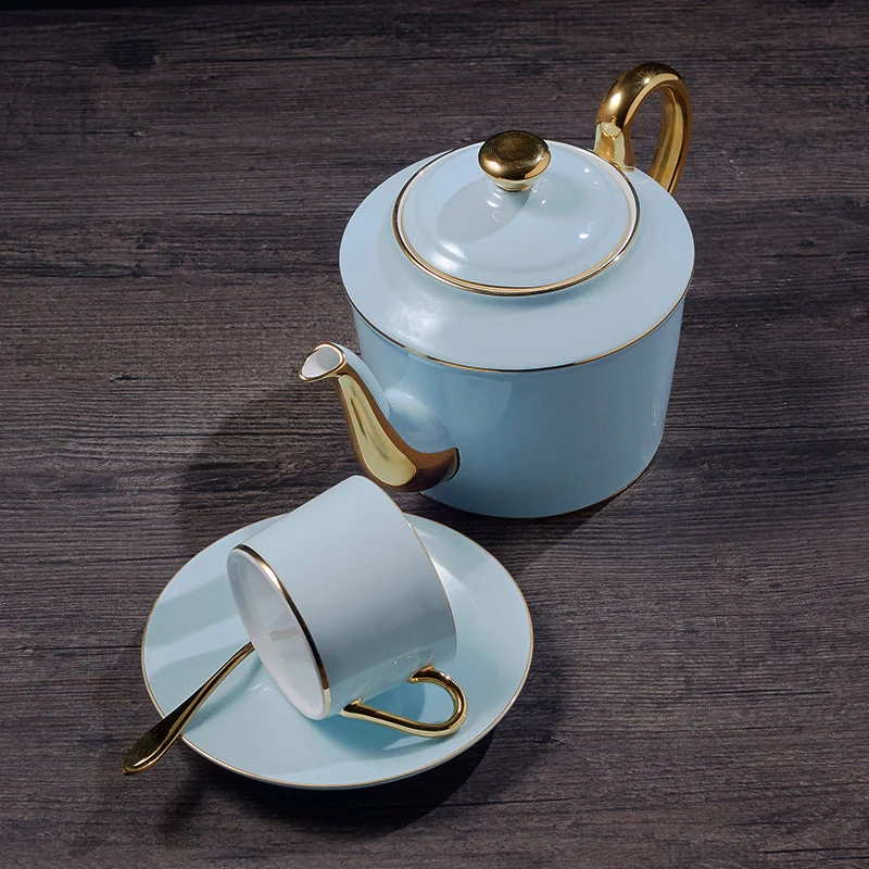 Gold Blue Bone China Coffee Set Luxury Porcelain Noble Tea Set Advanced Pot Cup Ceramic Mug Ab58b806 97ce 4b06 839c E42652f865df