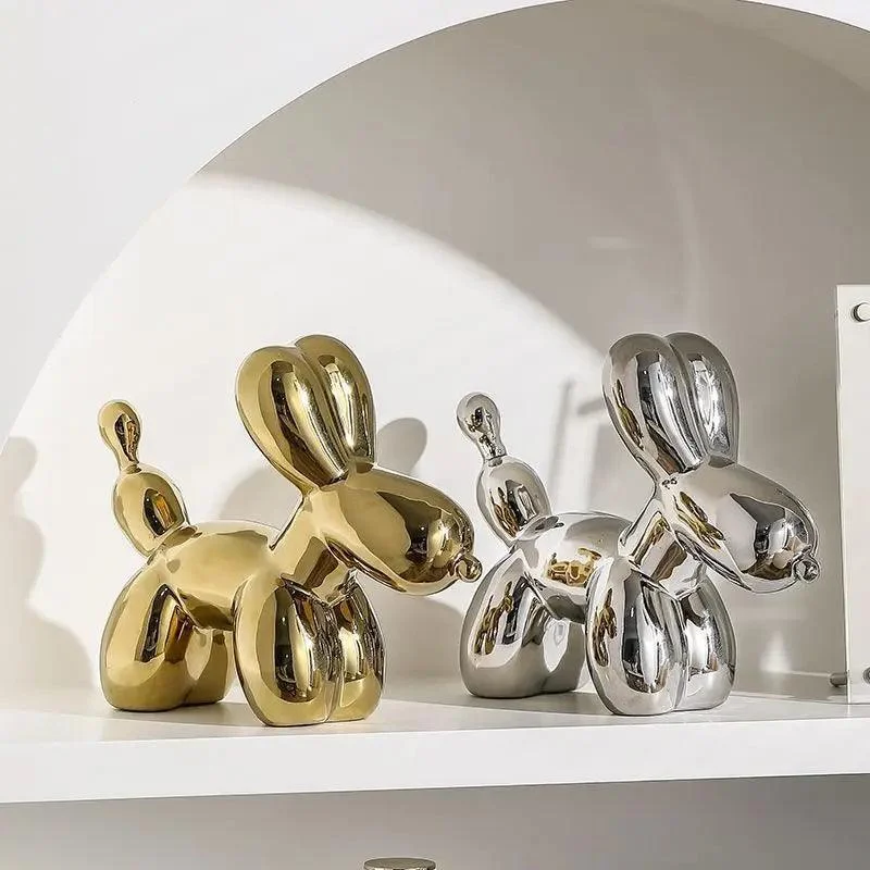 Gold-Plated Ceramic Balloon Dog: Modern Art -
