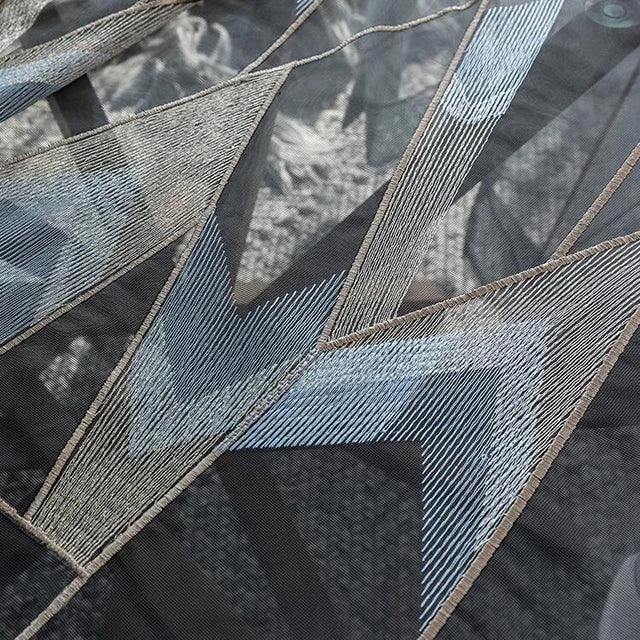 GoldGrayGeometricTulleCurtain-Homeko5 Gold Gray Geometric Tulle Curtain - Homeko