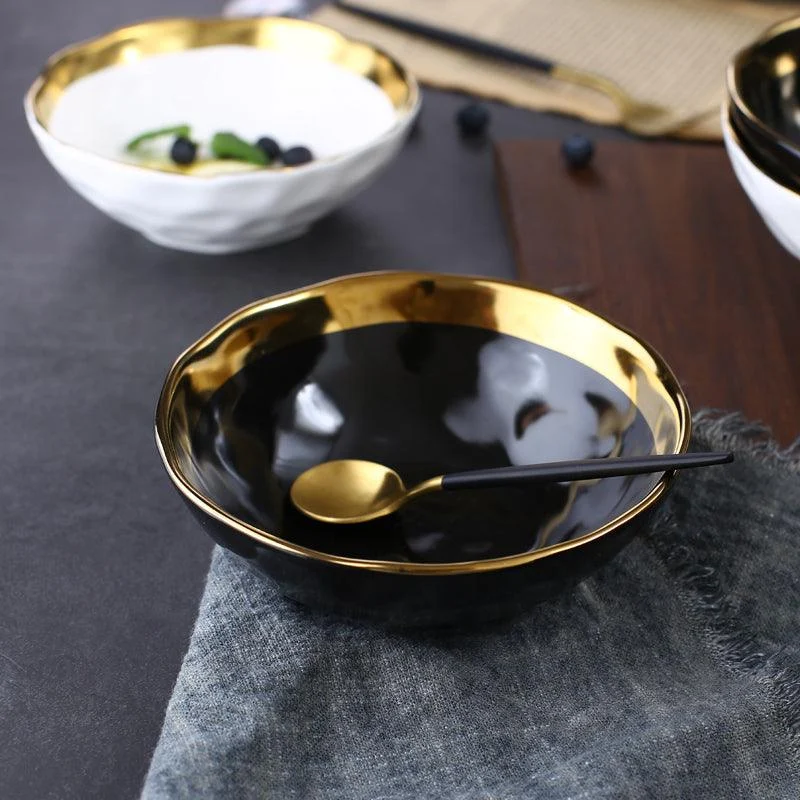 GoldInlayCeramicSoupBowl-Homeko4 Gold Inlay Ceramic Soup Bowl - Homeko