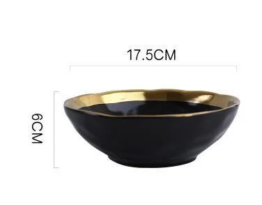GoldInlayCeramicSoupBowl-Homeko7 Gold Inlay Ceramic Soup Bowl - Homeko