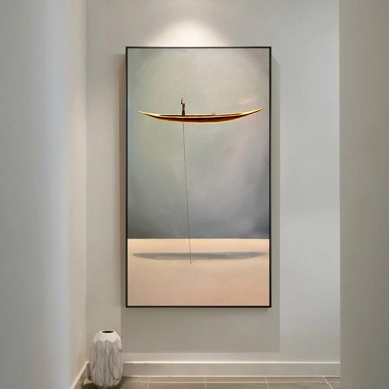 Gold Boat Canvas Wall Art -
