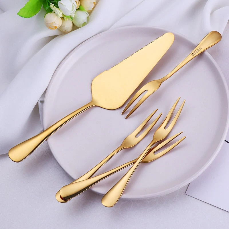 Golden-Cake-Shovel-Dessert-Fruit-Fork-Gold-Cake-Spatula-Salad-Snack-Mini-Forks-Tea-Fork-Stainless Golden Cake Shovel Dessert Fruit Fork Gold Cake Spatula Salad Snack Mini Forks Tea Fork Stainless