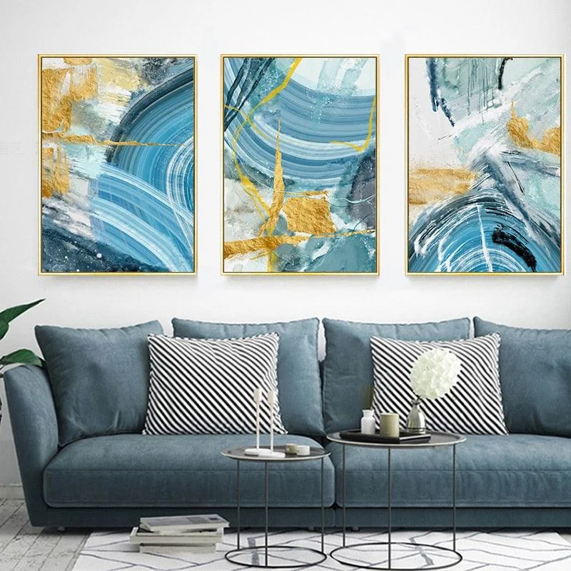 GoldenBluePaintSplash-Homeko1 Golden Blue Paint Splash - Homeko