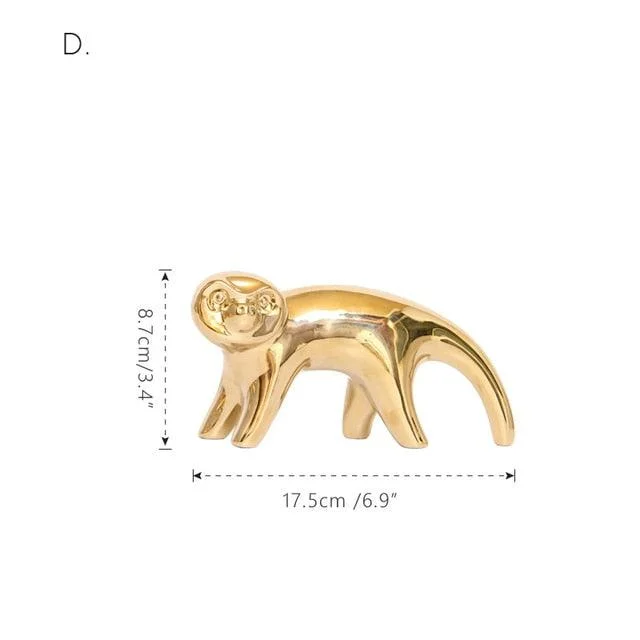 GoldenCeramicabstractAnimalFigurines-Homeko10 Golden Ceramic abstract Animal Figurines - Homeko