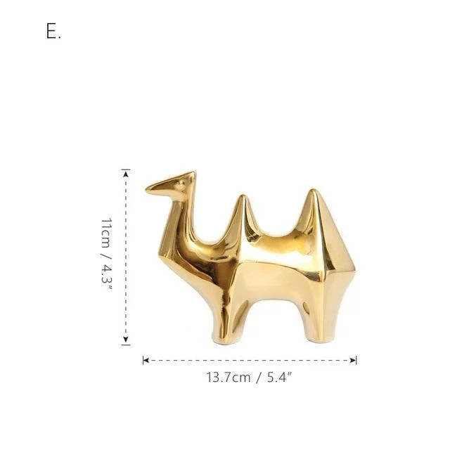 GoldenCeramicabstractAnimalFigurines-Homeko11 Golden Ceramic abstract Animal Figurines - Homeko