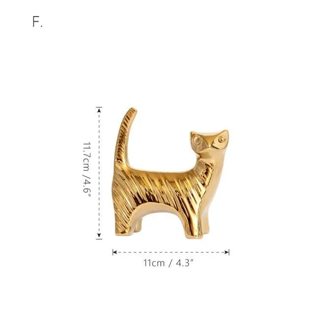 GoldenCeramicabstractAnimalFigurines-Homeko12 Golden Ceramic abstract Animal Figurines - Homeko