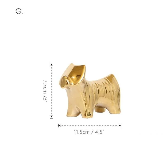 GoldenCeramicabstractAnimalFigurines-Homeko13 Golden Ceramic abstract Animal Figurines - Homeko