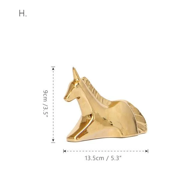 GoldenCeramicabstractAnimalFigurines-Homeko14 Golden Ceramic abstract Animal Figurines - Homeko