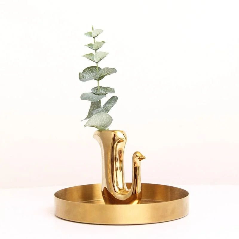 GoldenCeramicabstractAnimalFigurines-Homeko2 Golden Ceramic abstract Animal Figurines - Homeko