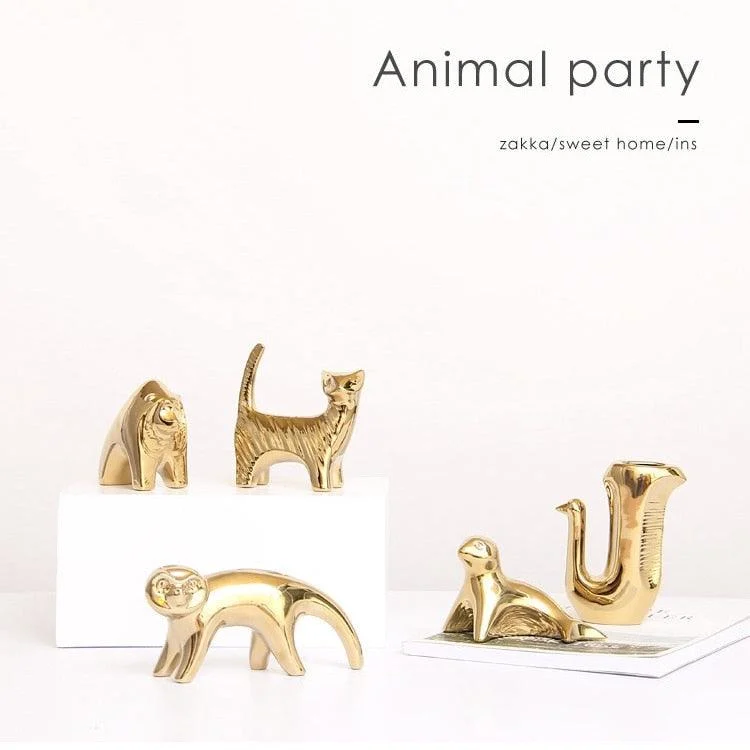 GoldenCeramicabstractAnimalFigurines-Homeko5 Golden Ceramic abstract Animal Figurines - Homeko