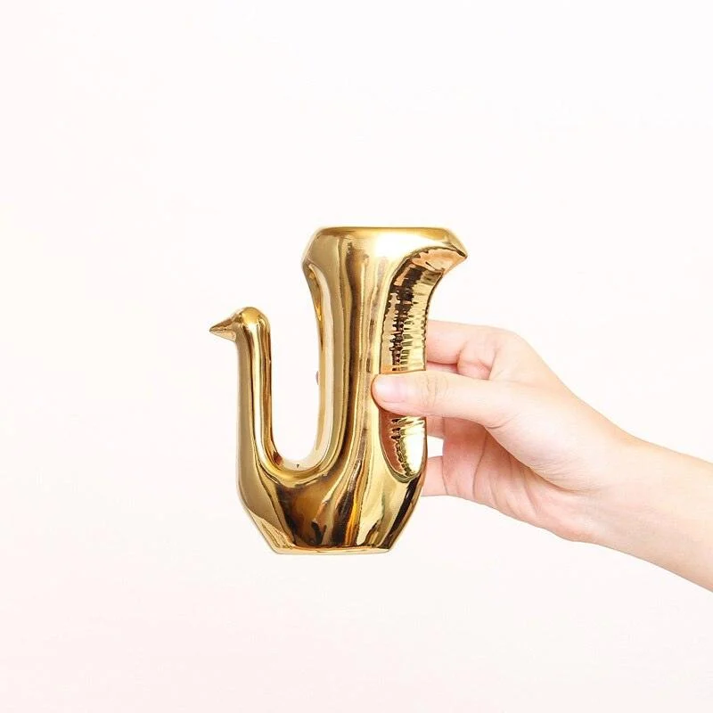 GoldenCeramicabstractAnimalFigurines-Homeko7 Golden Ceramic abstract Animal Figurines - Homeko