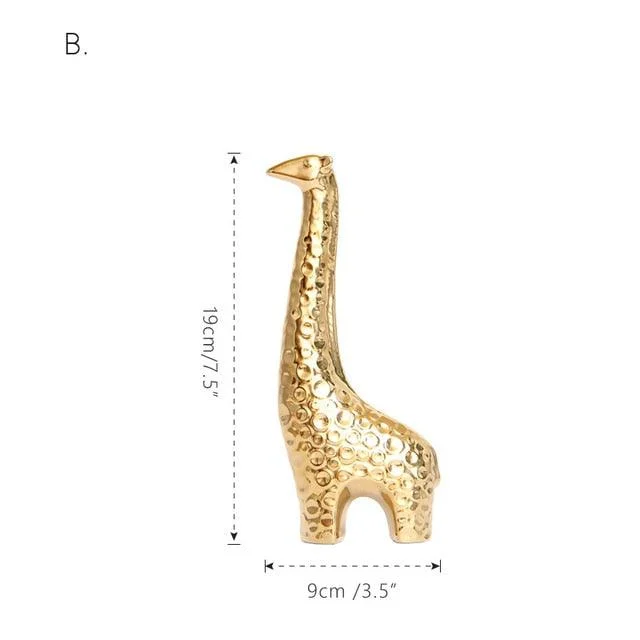 GoldenCeramicabstractAnimalFigurines-Homeko8 Golden Ceramic abstract Animal Figurines - Homeko