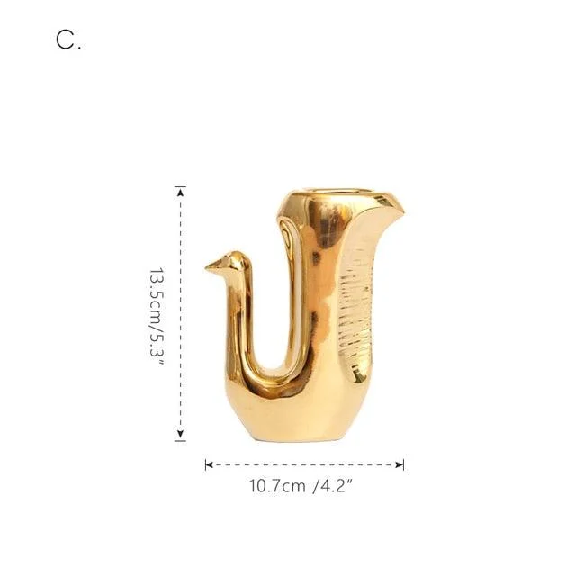 GoldenCeramicabstractAnimalFigurines-Homeko9 Golden Ceramic abstract Animal Figurines - Homeko
