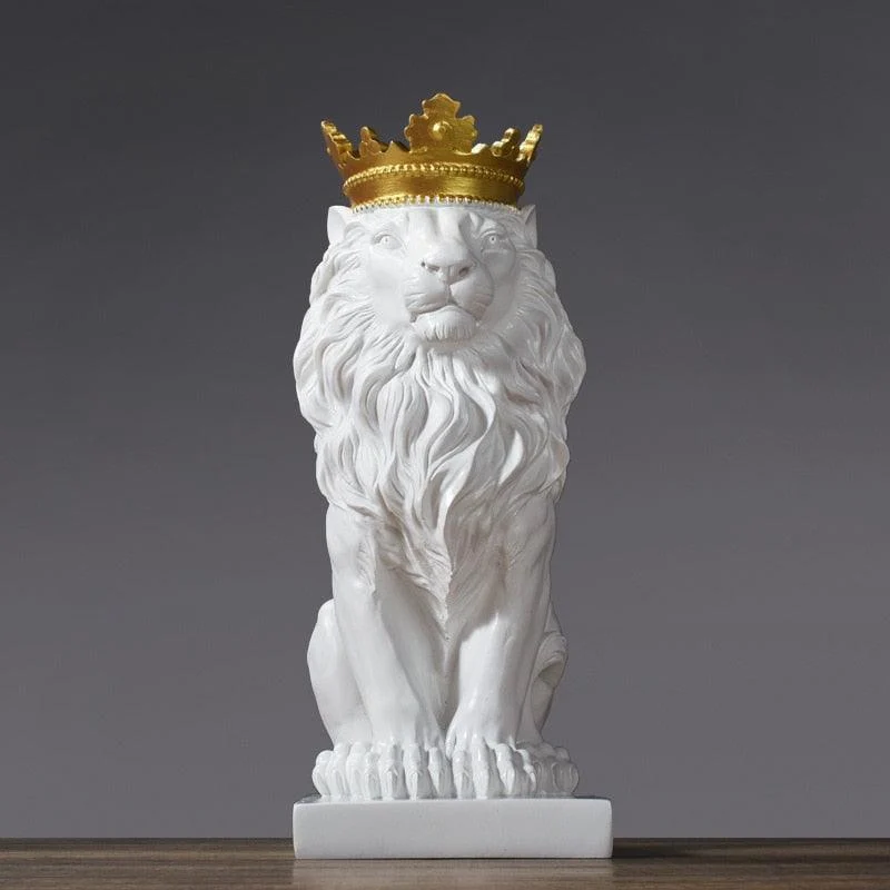 GoldenCrownedLionSculpture-Homeko1 Golden Crowned Lion Sculpture - Homeko