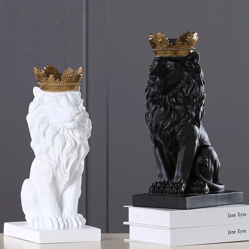 GoldenCrownedLionSculpture-Homeko2 Golden Crowned Lion Sculpture - Homeko