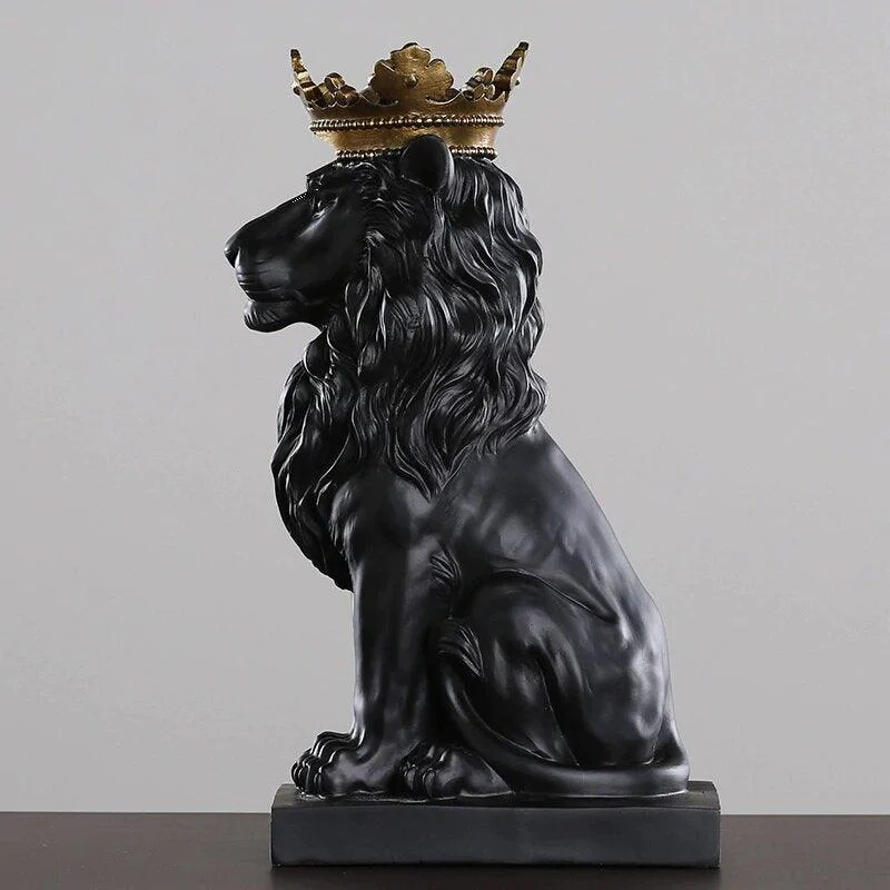 GoldenCrownedLionSculpture-Homeko3 Golden Crowned Lion Sculpture - Homeko