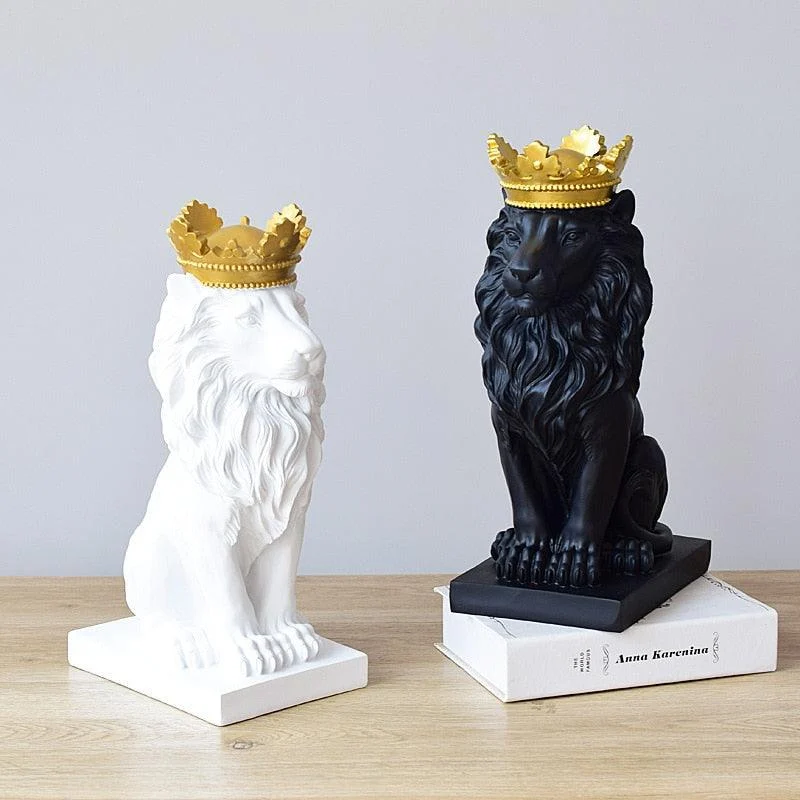 GoldenCrownedLionSculpture-Homeko5 Golden Crowned Lion Sculpture - Homeko