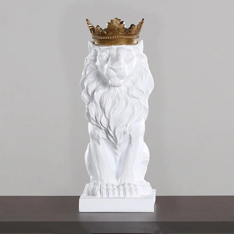 GoldenCrownedLionSculpture-Homeko6 Golden Crowned Lion Sculpture - Homeko