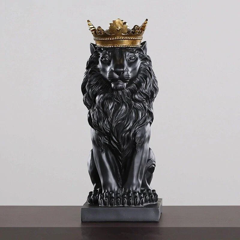 GoldenCrownedLionSculpture-Homeko7 Golden Crowned Lion Sculpture - Homeko