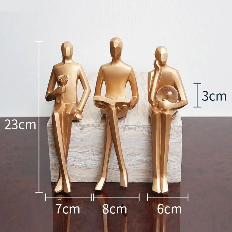 GoldenGeometricSittingStatue-Homeko7 Golden Geometric Sitting Statue - Homeko