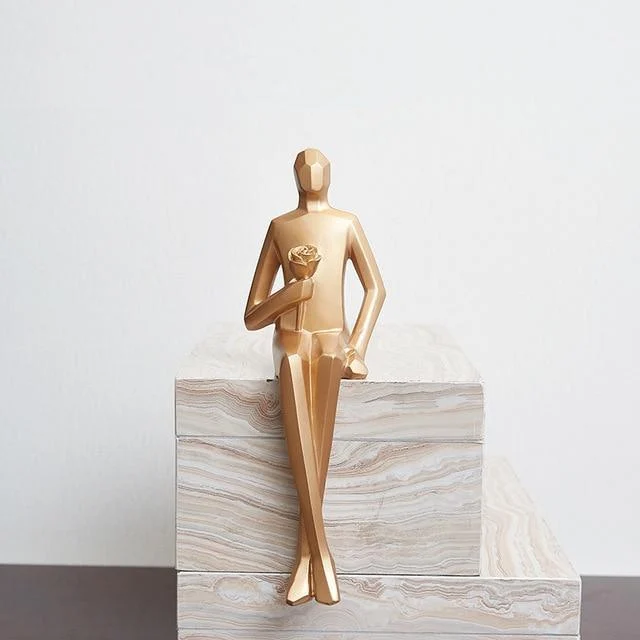 GoldenGeometricSittingStatue-Homeko8 Golden Geometric Sitting Statue - Homeko