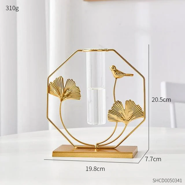 GoldenGlassTubeVase-Homeko10 Golden Glass Tube Vase - Homeko