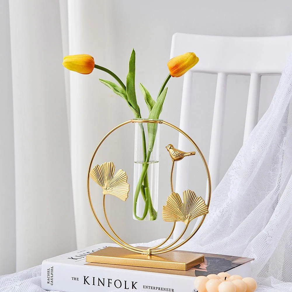 GoldenGlassTubeVase-Homeko2 Golden Glass Tube Vase - Homeko