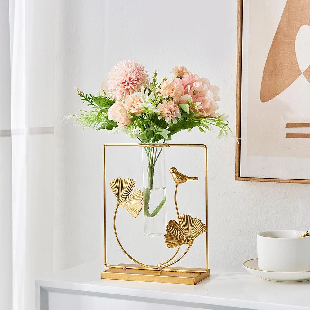 GoldenGlassTubeVase-Homeko3 Golden Glass Tube Vase - Homeko