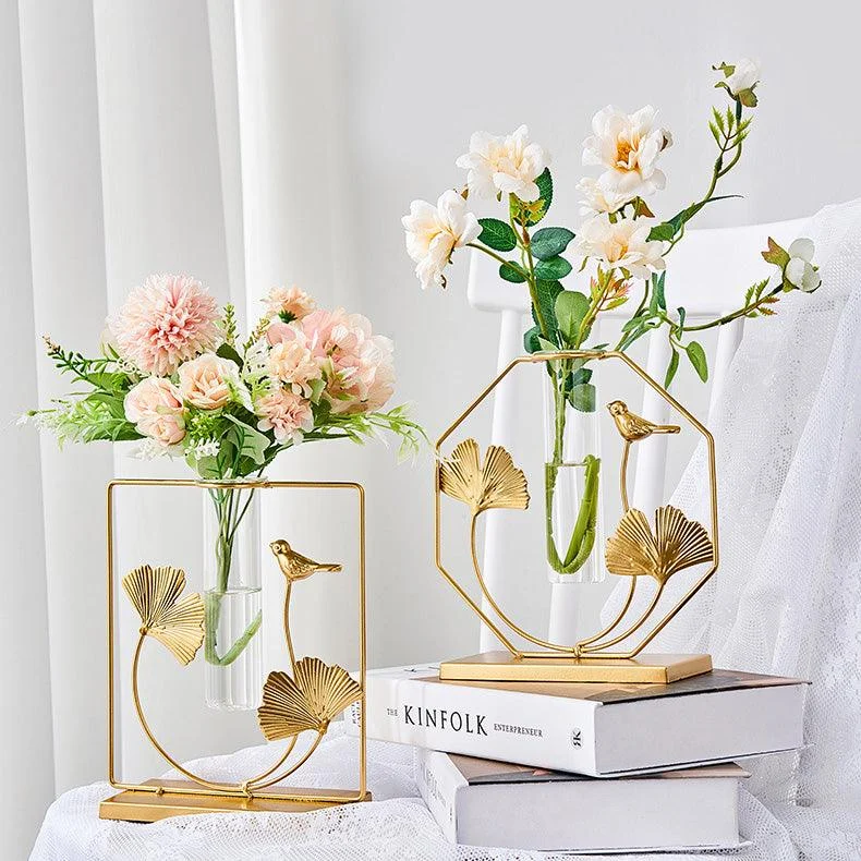 GoldenGlassTubeVase-Homeko5 Golden Glass Tube Vase - Homeko