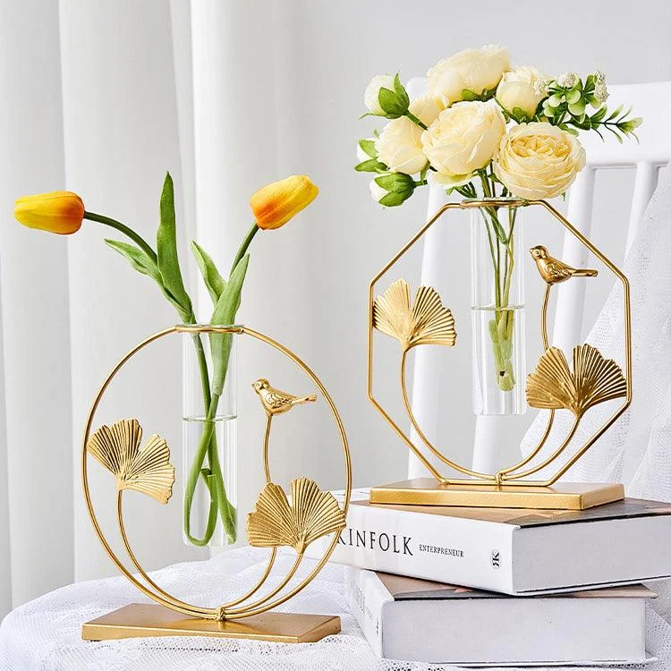 GoldenGlassTubeVase-Homeko6 Golden Glass Tube Vase - Homeko