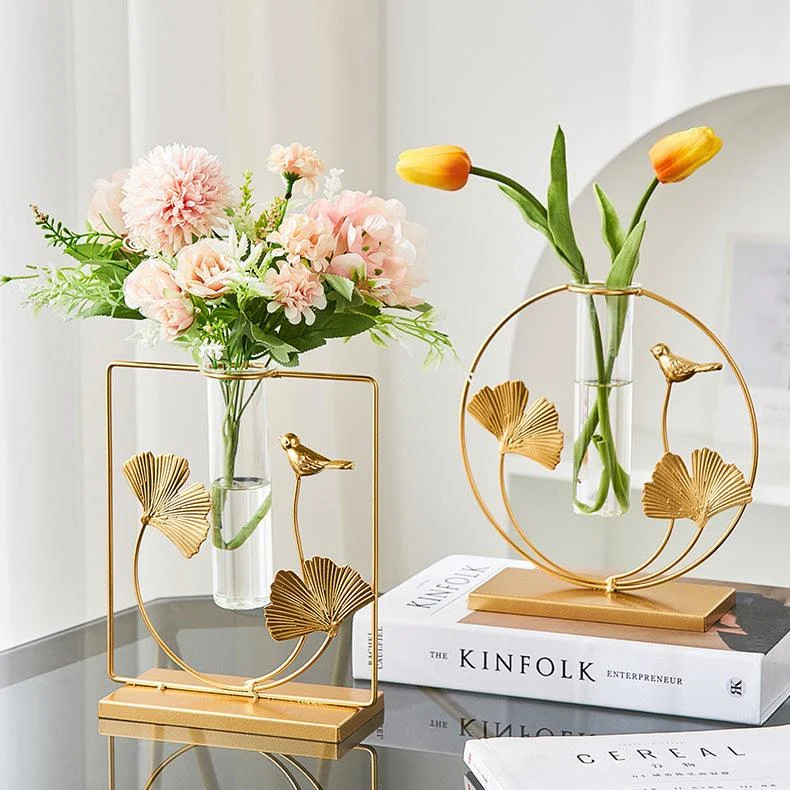 GoldenGlassTubeVase-Homeko7 Golden Glass Tube Vase - Homeko