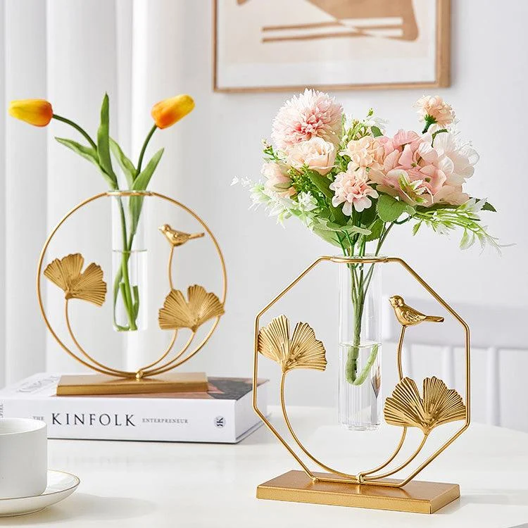 GoldenGlassTubeVase-Homeko8 Golden Glass Tube Vase - Homeko