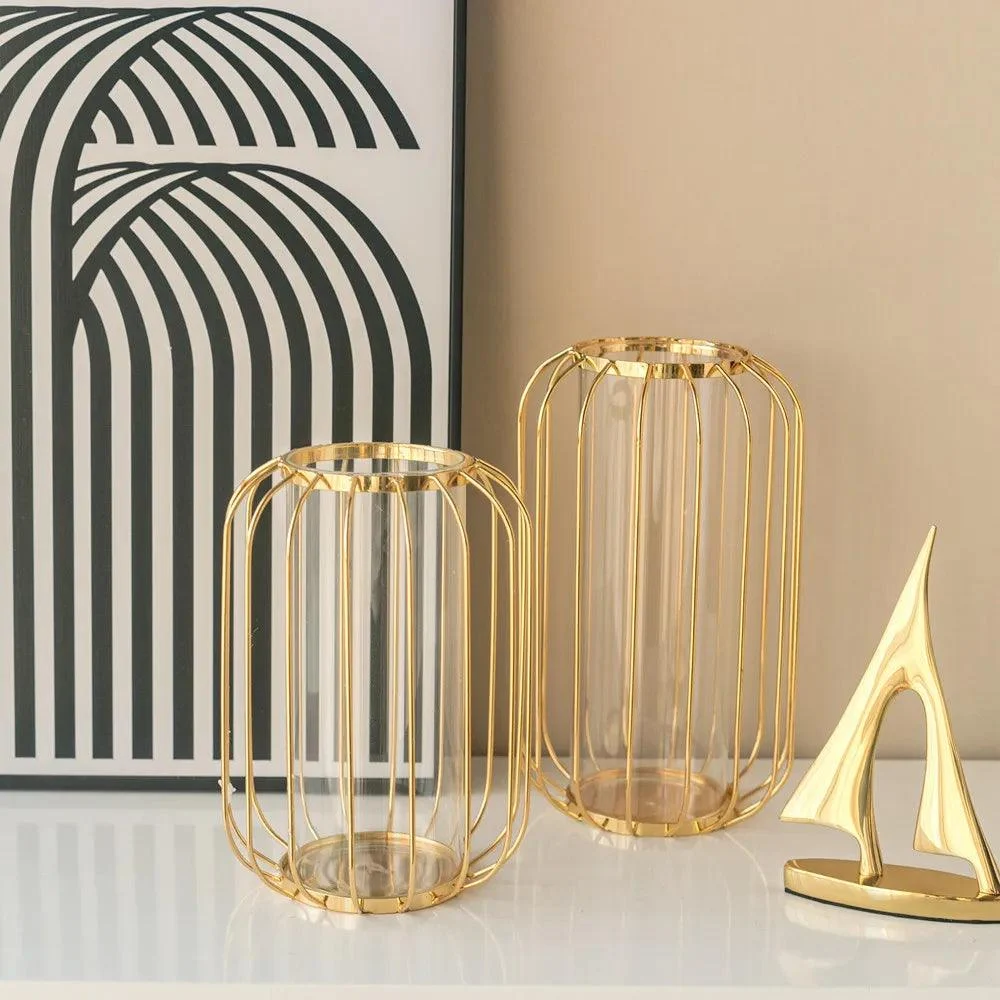GoldenHues - Nordic gold glass vase -