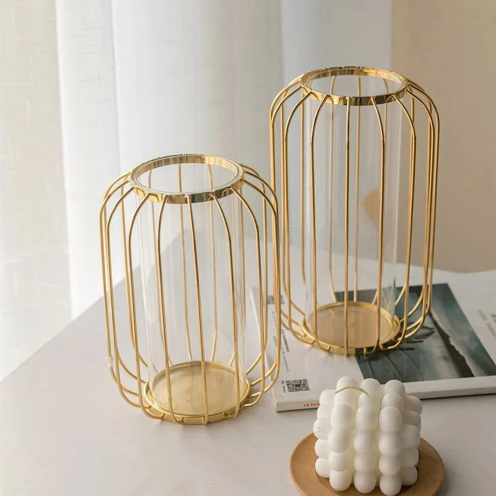 GoldenHues - Nordic gold glass vase -